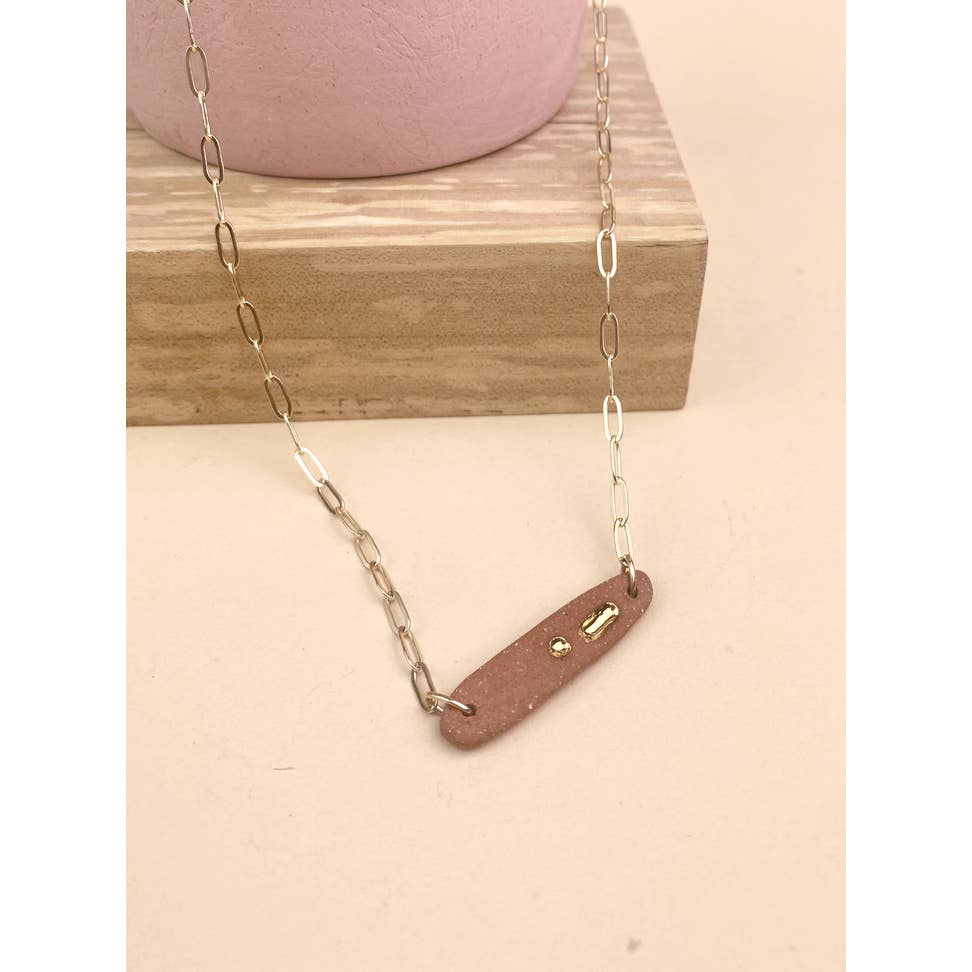 Barrow PDX - Wholesale Pendant/Charm Necklace - Lascaux Necklace - Ceramic Abstract Necklace, Goldfill Chain2