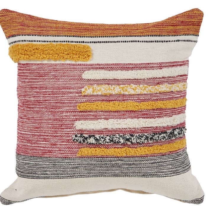 18" X 18" Red and Ivory Linen Cotton Zippered Pillow for wholesale by HomeRoots