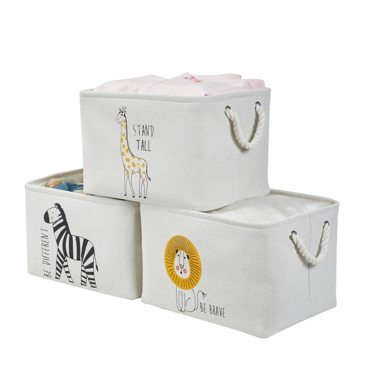 Large Foldable Toy Storage Bin with Animal Prints for wholesale by DECOMOMO