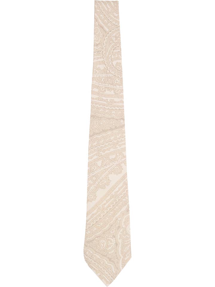 TADDEO WILD PAISLEY OXFORD MERINO TIE - IVORY for wholesale by Lords Of Harlech Accessories