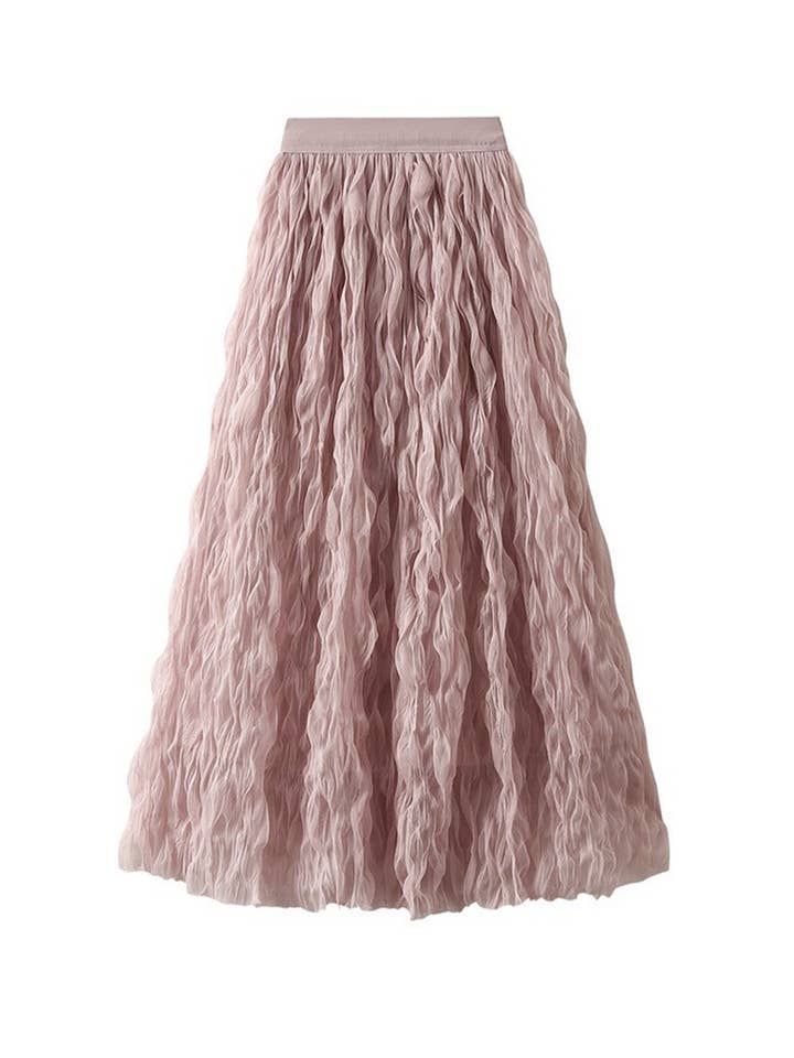 Miss Sparkling - Wholesale Skirt - Women's - Midi Pleated Mesh Skirt