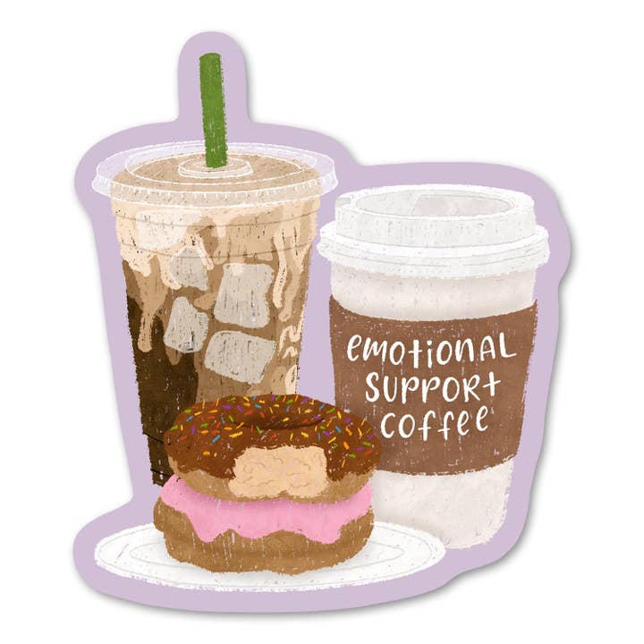 Emotional Support Coffee Sticker for wholesale by Paper Bunny Press