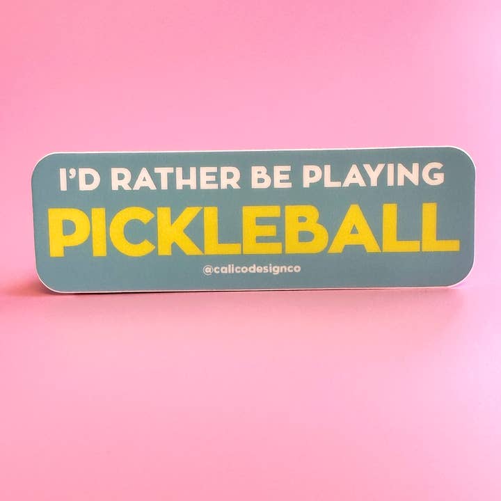 I'd Rather be Playing Pickleball Vinyl Sticker for wholesale by Calico Design Co