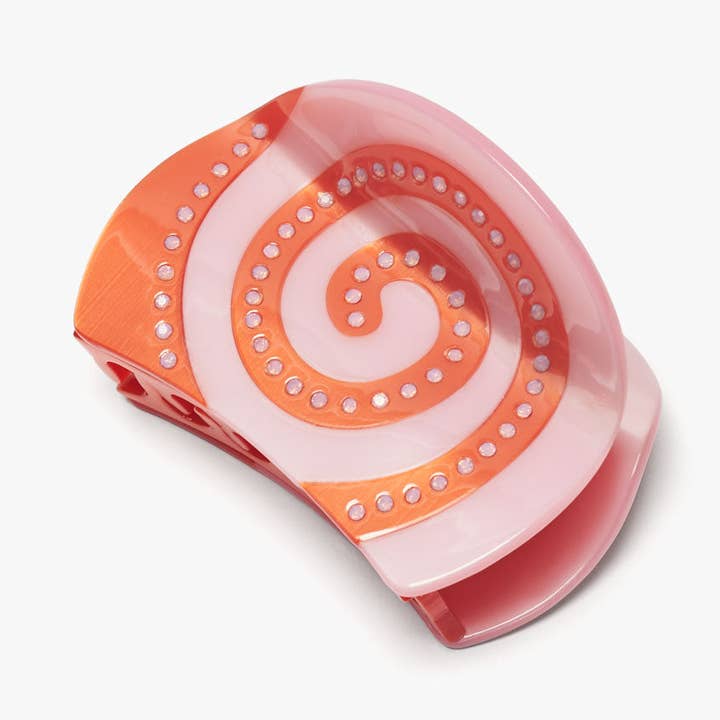 Malibu Orange and Pink Acetate Rhinestone Spiral Hair Claw for wholesale by WINONA IRENE