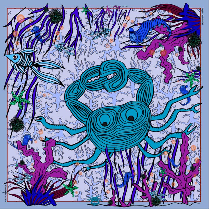 Cachecol de caranguejo - azul por atacado de Hia Paris