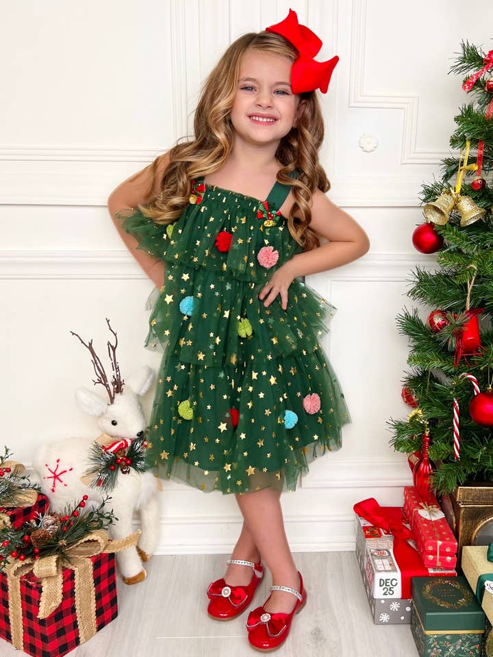 Green Christmas Ornament Starry Tulle Dress for wholesale on Faire