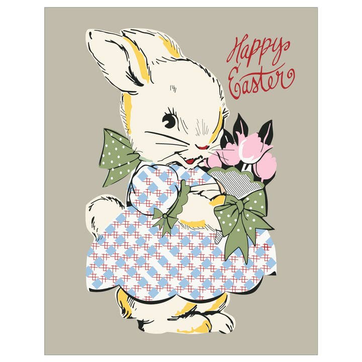 5" x 7" Happy Easter Bunny & Tulip Bouquet Card for wholesale by Fridgedoor