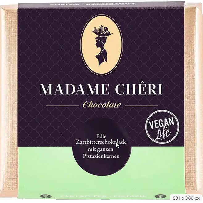 Pistachio Dark Chocolate 85g for wholesale by Kaffee und Schokolade GmbH