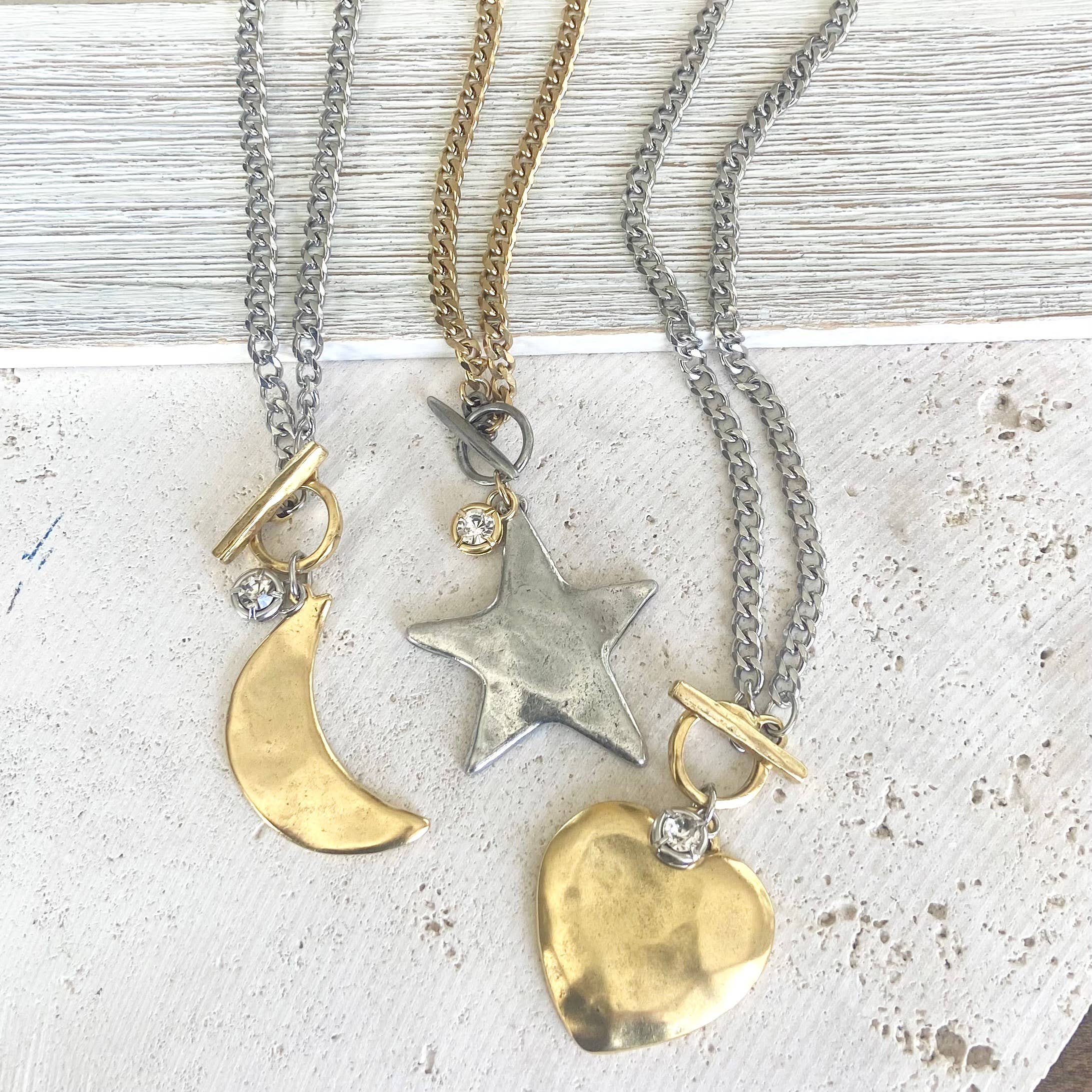 VB&CO Designs Handmade Jewelry - Wholesale Pendant/Charm Necklace - Star moon heart mixed meta necklaces no tarnish jewelry 20258