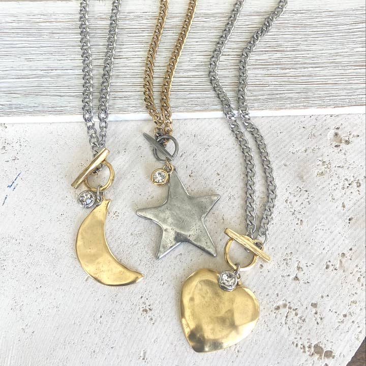 VB&CO Designs Handmade Jewelry - Wholesale Pendant/Charm Necklace - Star moon heart mixed meta necklaces no tarnish jewelry 20258