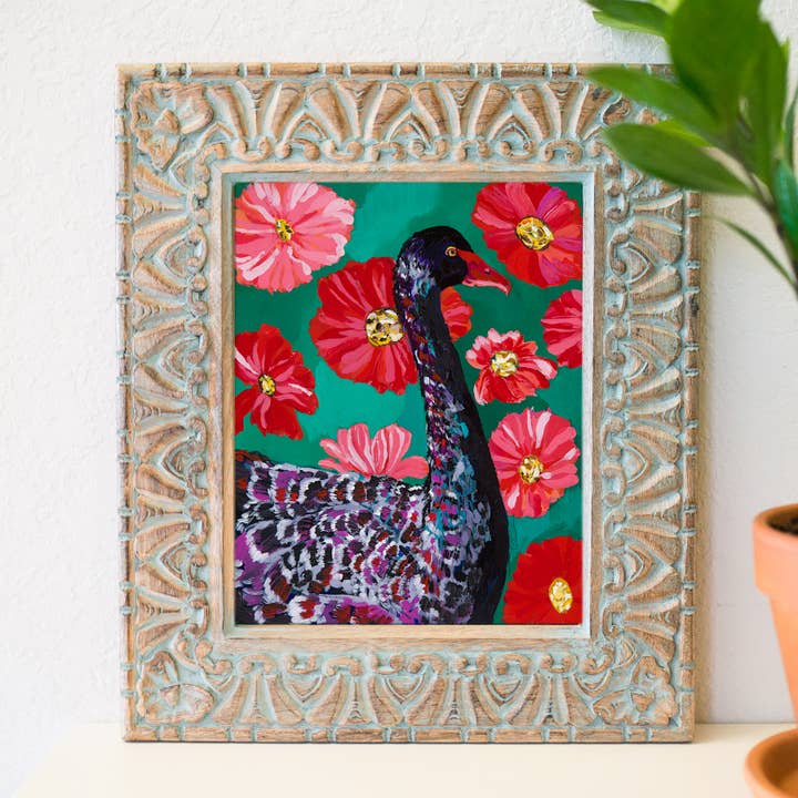 Bonito estampado de cisne negro y floral de 20 x 25 cm. para venta al por mayor de The Stationery Bakery