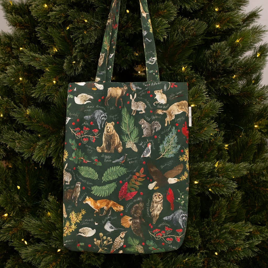 1canoe2 | One Canoe Two Paper Co. - Wholesale Tote Bag - Women's - Winter Flora & Fauna Canvas Tote Bag1