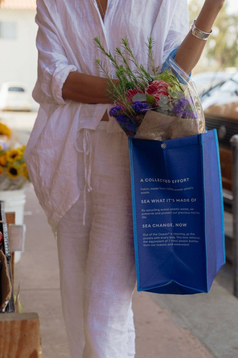 Navy Out Of The Ocean® Click N' Stay Shopper, Recycled - Large for wholesale on Faire1