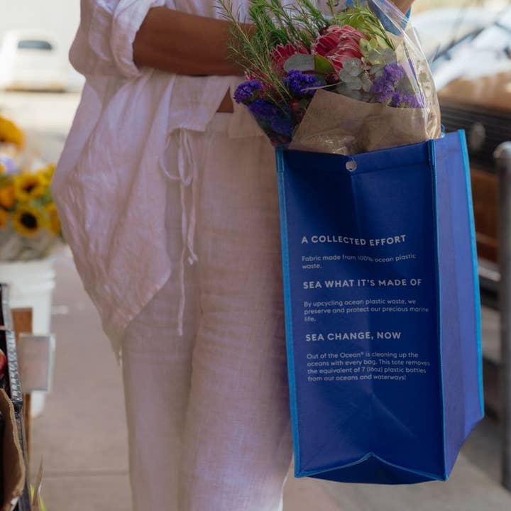 Navy Out Of The Ocean® Click N' Stay Shopper, Recycled - Large for wholesale on Faire1