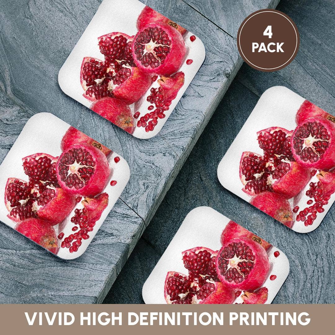 3dRose – Großhandel Untersetzer – 3dRose, Gruppe von Granatäpfeln. Rote Samen. Dekorative digitale Malerei, Untersetzer12