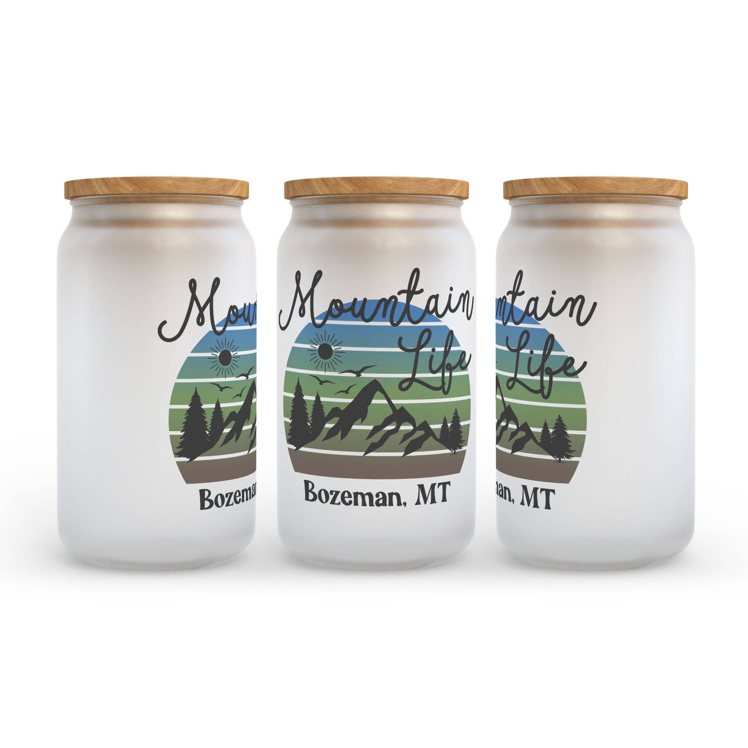 Heart & Willow Prints - Vente Verre/tasse - Gobelet personnalisé en verre givré Mountain Life Hometown1