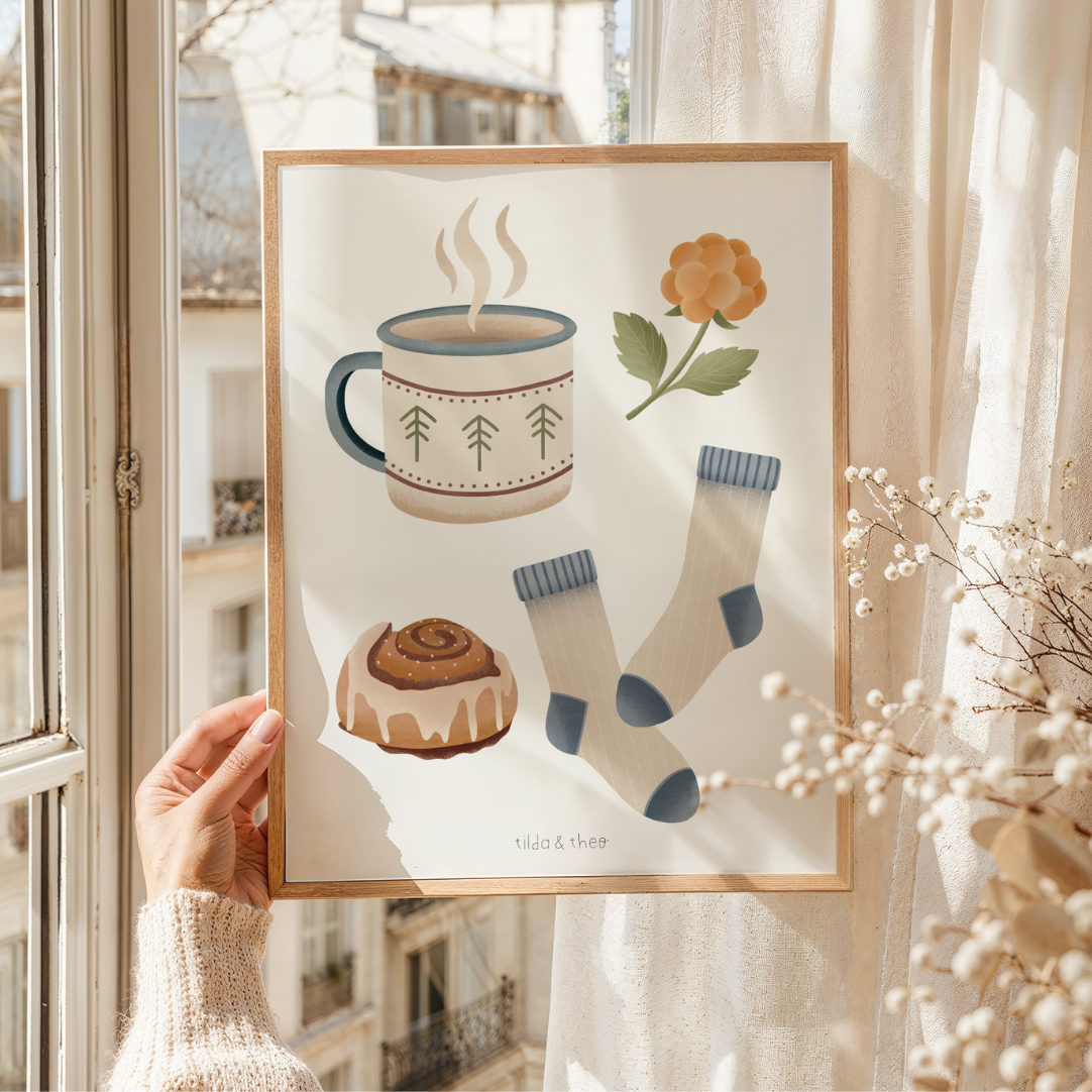 Tilda&Theo - Wholesale Poster - Poster Hygge Norway cozy art print cinnamon roll4