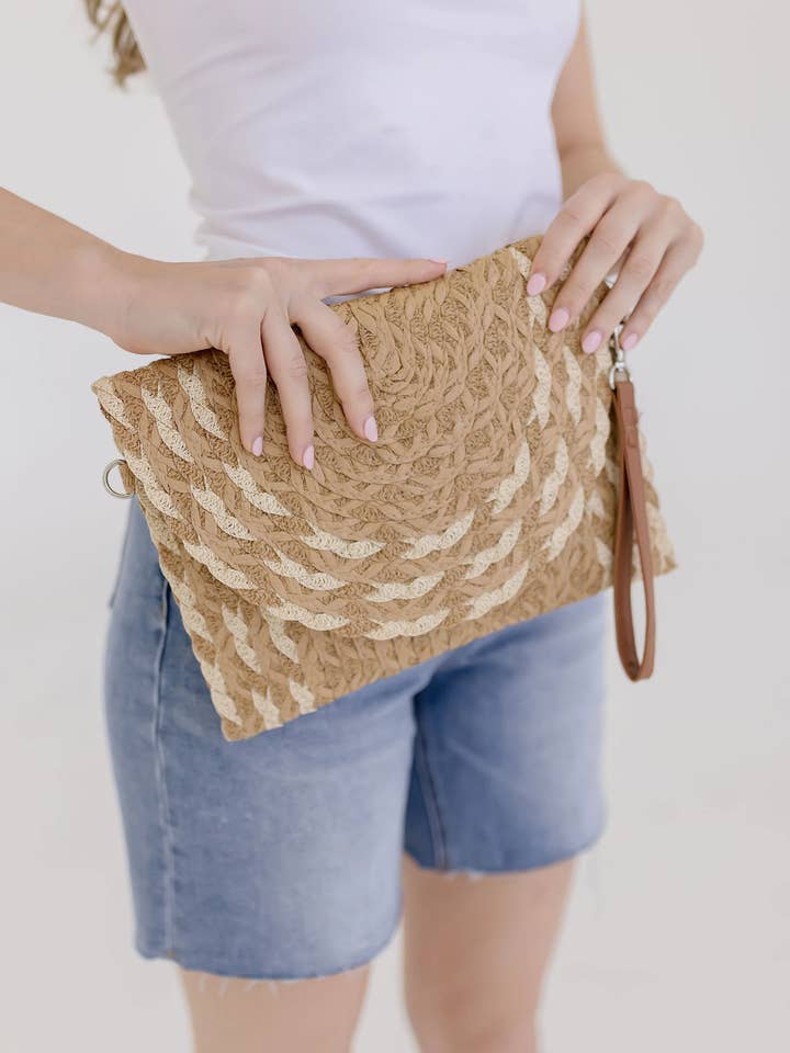 MB0297 Pochette/Sac Bandoulière en Paille Détail Couleur Mixte pour la vente par MiMi Wholesale