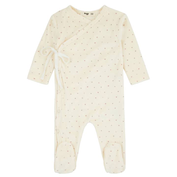 Dot Pattern Velour Wrap Footie for wholesale by Noggi Wear