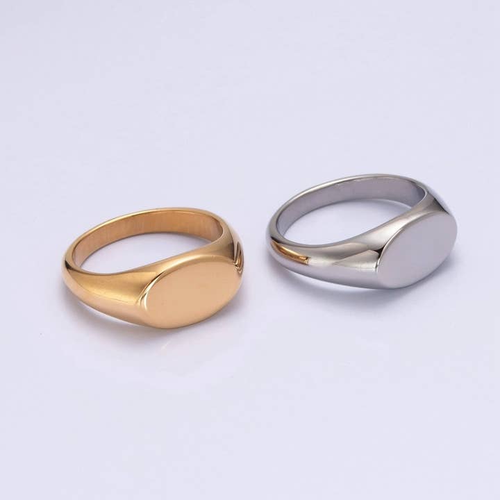 Oval Pinky Signet Ring, Stainless Steel Classic Signet ring, Pinky ring, Oval ring Minimalist Jewelry S-041 ~ S-044 for wholesale by Aim Eternal