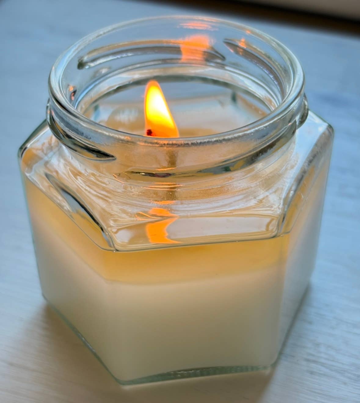 The Humble Fox Candle Co. - Wholesale Travel Candles - White Tea Eucalyptus Soy Candle - 3oz Hexagon Jar1