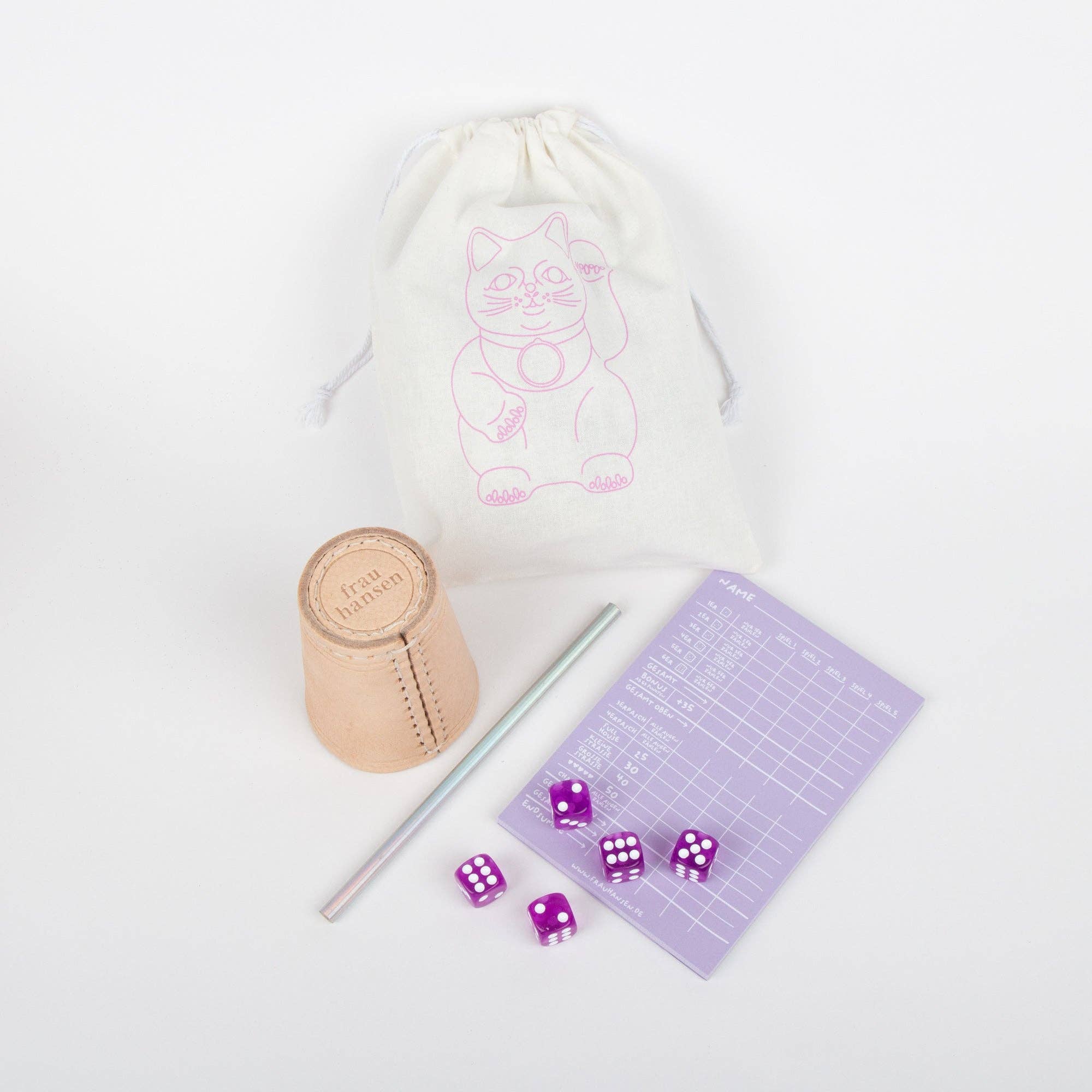 Frau Hansen - Wholesale Dobbelstenen - Dobbelspel LILA 5-delige set (VE 6 stuks)1