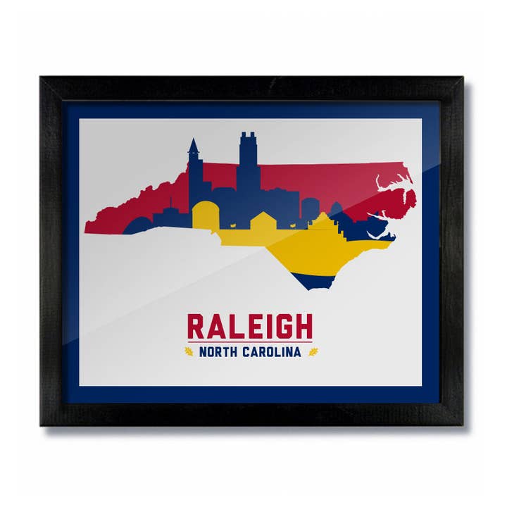 Raleigh, North Carolina Skyline Print for wholesale by D&W Elements
