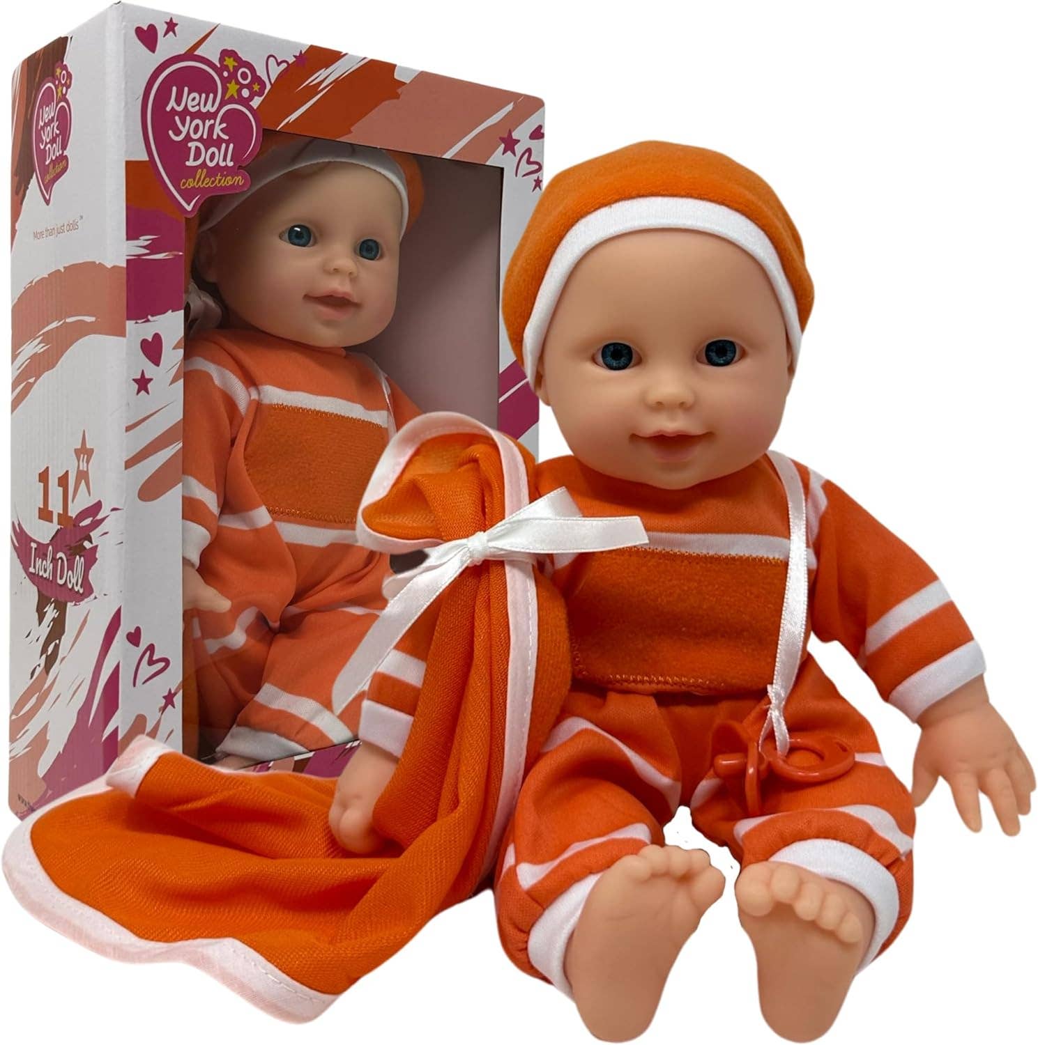 The New York Doll Collection - Wholesale Doll - Kids - The New York Doll Collection 11" Doll Striped W/ Pacifier15