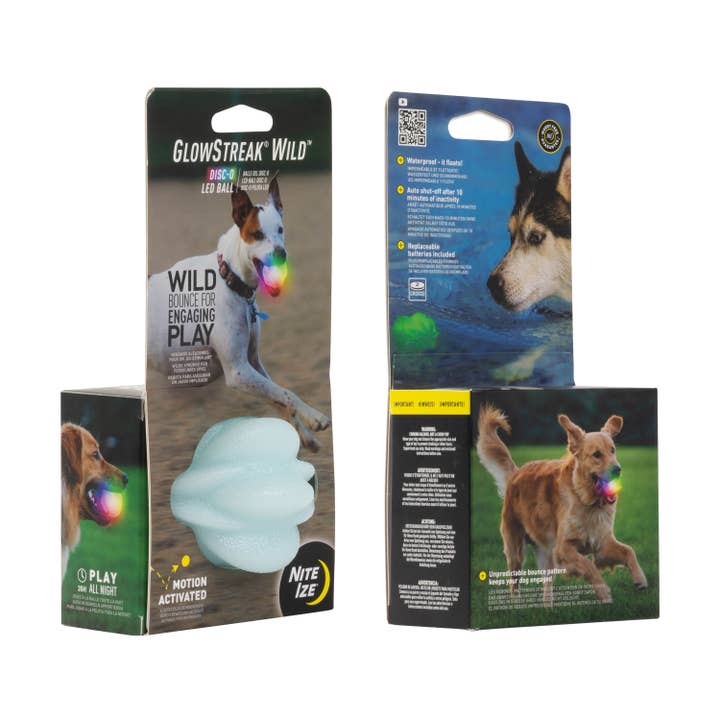 Pet Palette Distribution - Wholesale Pet Fetch Ball - Dog - Nite Ize GlowStreak® Wild LED Ball - Disc-O