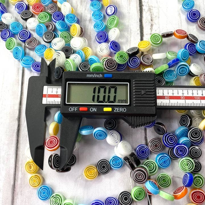 Glass Daisy Craft Co. - Wholesale Beads - Millefiori flat round mixed color glass beads, spirals1