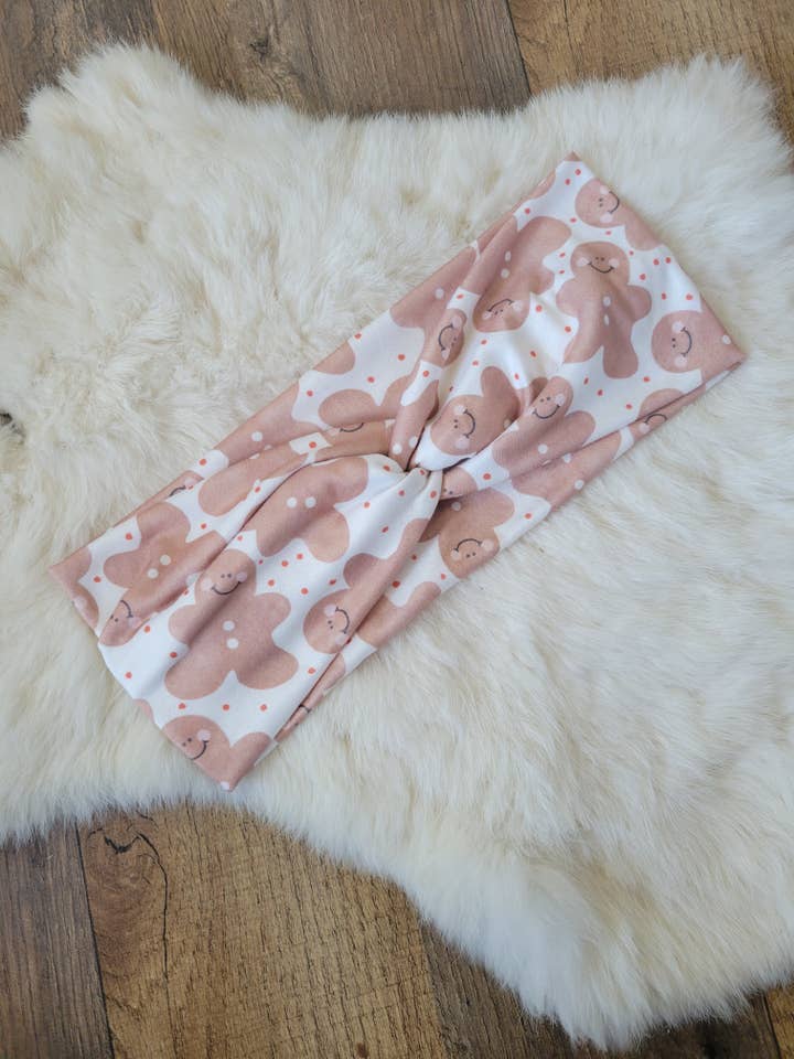 Cute happy gingerbread cookies for wholesale by Sew fashionable headbands