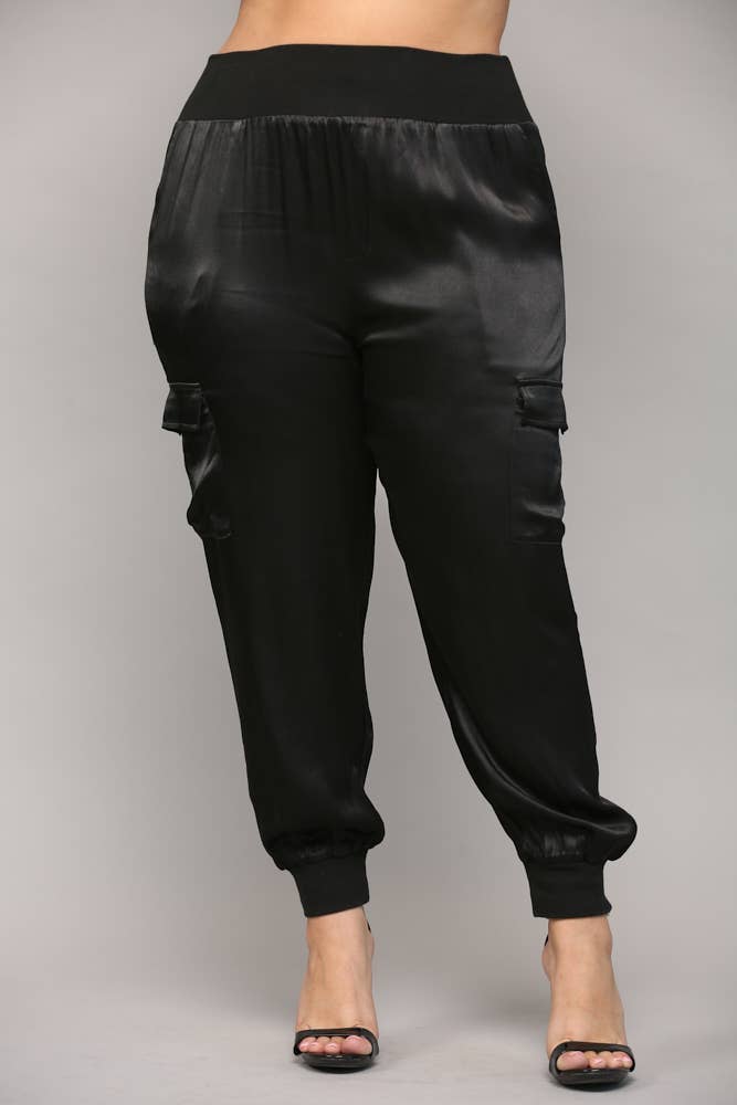 NERO PANTALONI JOGGER CARGO IN RASO FP3176P in vendita all&#x27;ingrosso su Faire1
