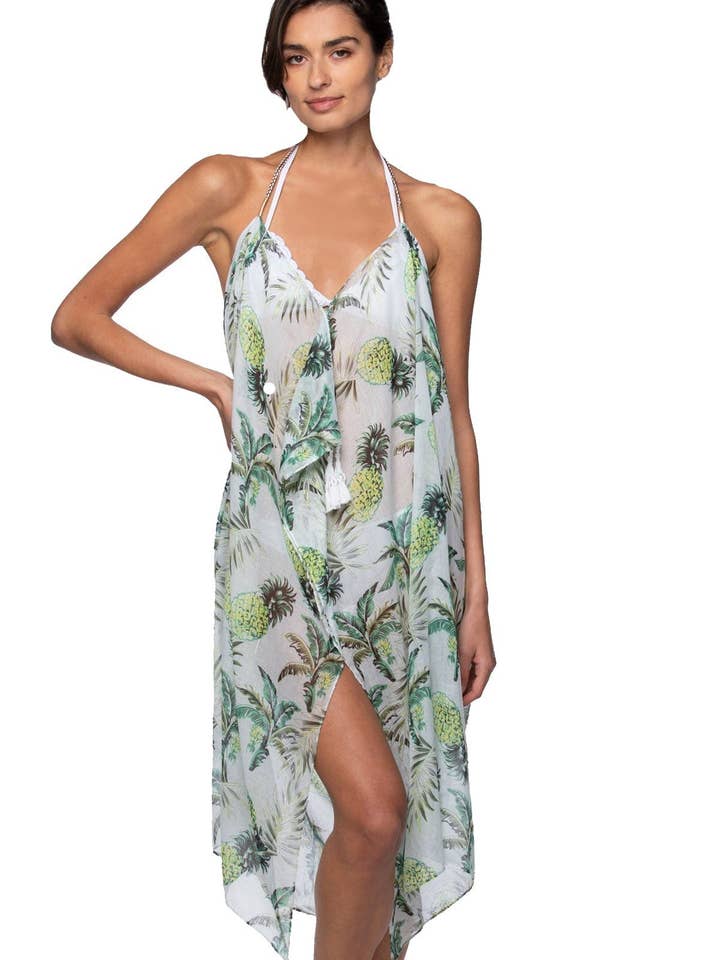 Maxi Tassel Dress in Cabana Party White for wholesale by Subtle Luxury