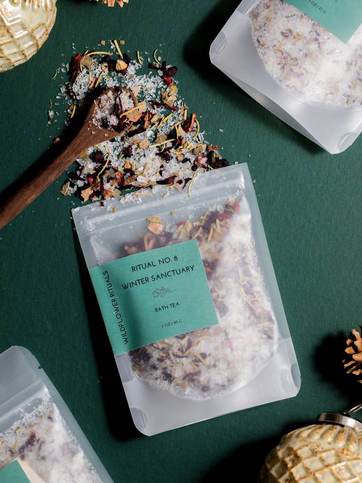 Limited Edition Winter Sanctuary Botanical Bath Tea for wholesale by Wildflower Rituals