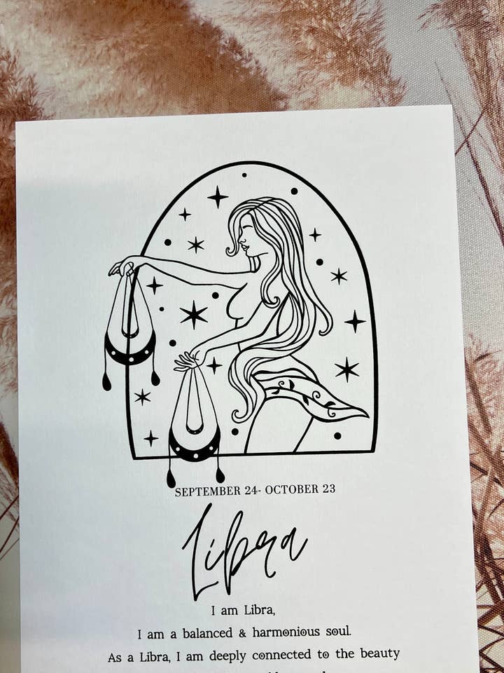 Libra Zodiac Print - A4 Size for wholesale by The Swearing Mum