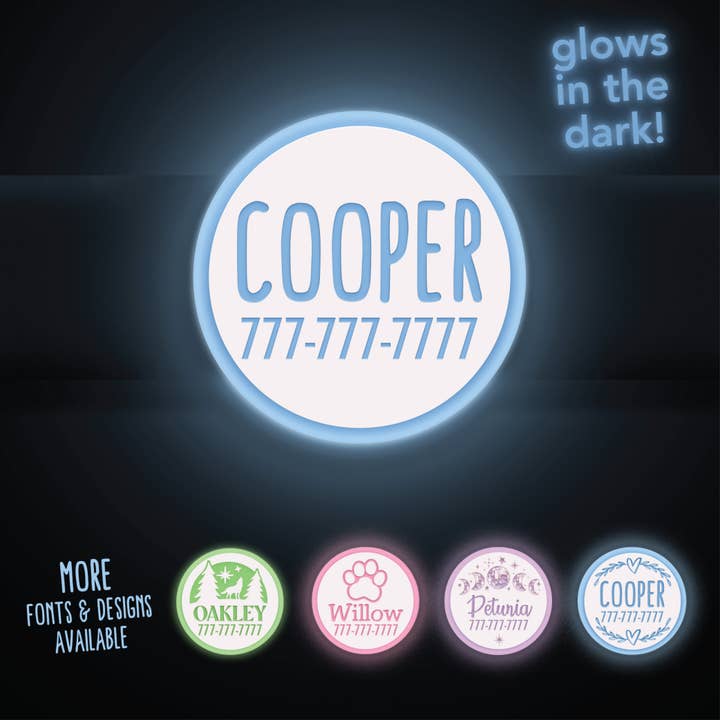 Glow In The Dark | Slide-On | Silicone Pet ID Tag for wholesale by Besties Pets