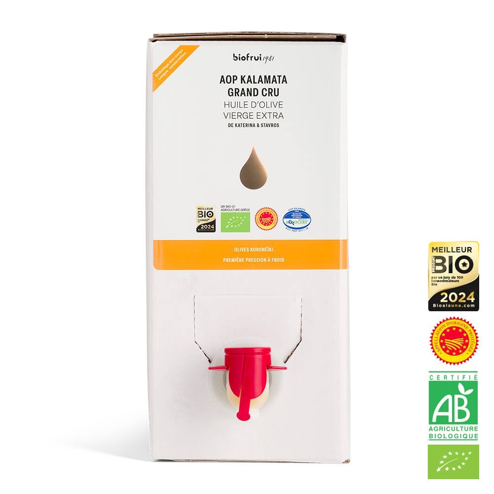 BIOFRUI1981 / Ex-Biofruisec - Vendita all'ingrosso Olio d'oliva - Olio Extra Vergine di Oliva Biologico Koroneiki Kalamata DOP | 3 L1