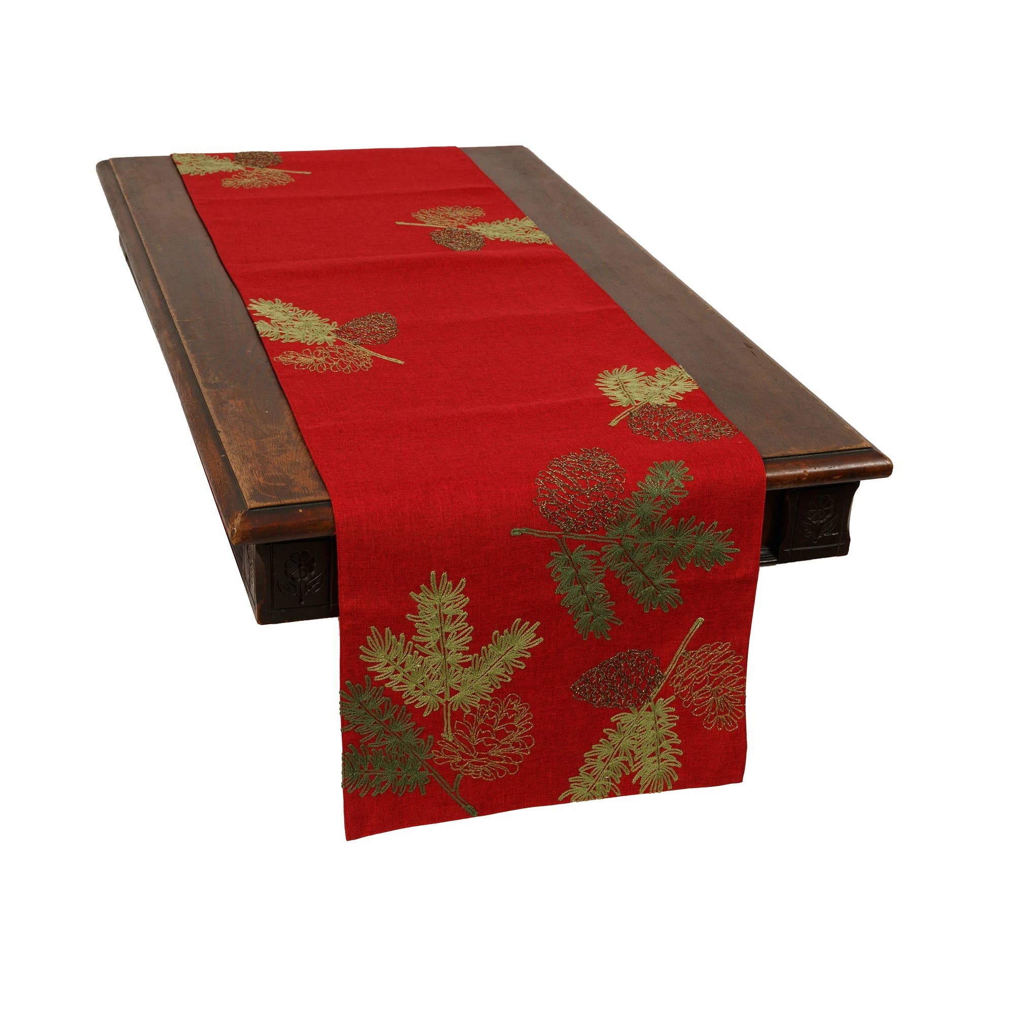 Xia Home Fashions & Manor Luxe - Wholesale Table runner - Christmas Pine Tree Branches Embroidered Double layer