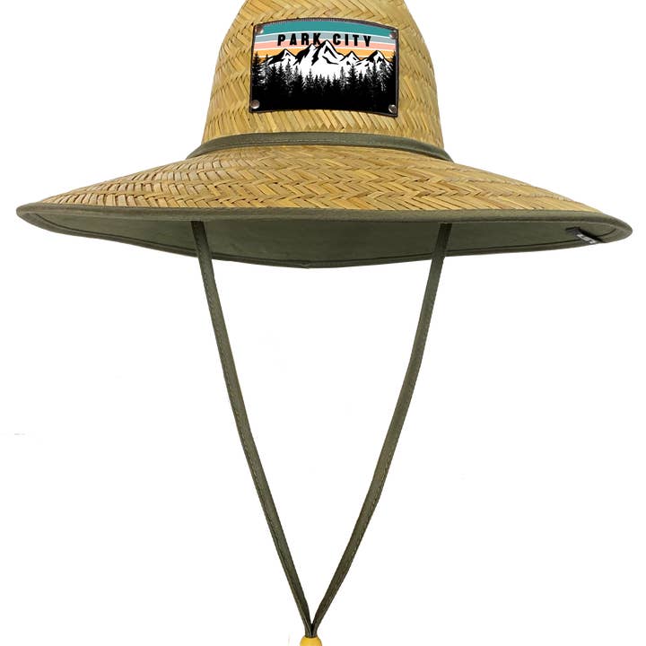 Park City Mtn Sunset Coral Straw Lifeguard Hat for wholesale by Stryder Gear