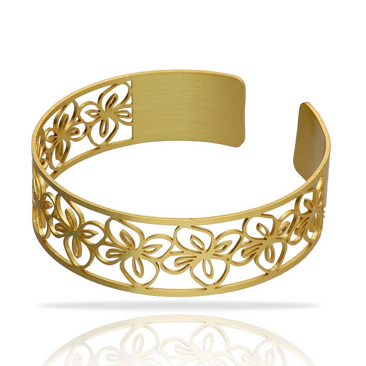 RAS - Wholesale Bangle Bracelet - Inflores Gold Plated Narrow Bracelet0