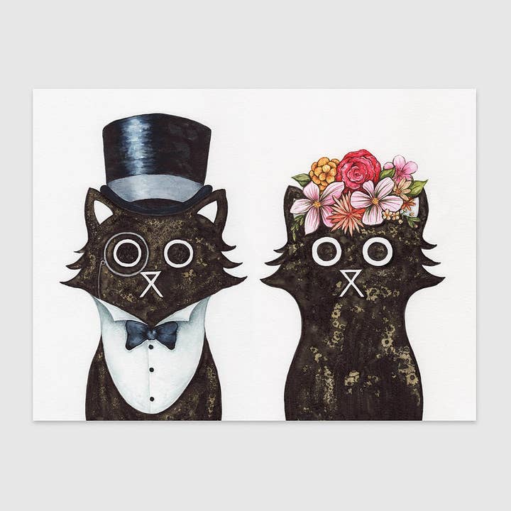 Lord And Lady Cat Wall Art Print, Wedding Gift for wholesale by Baldy And The Fidget