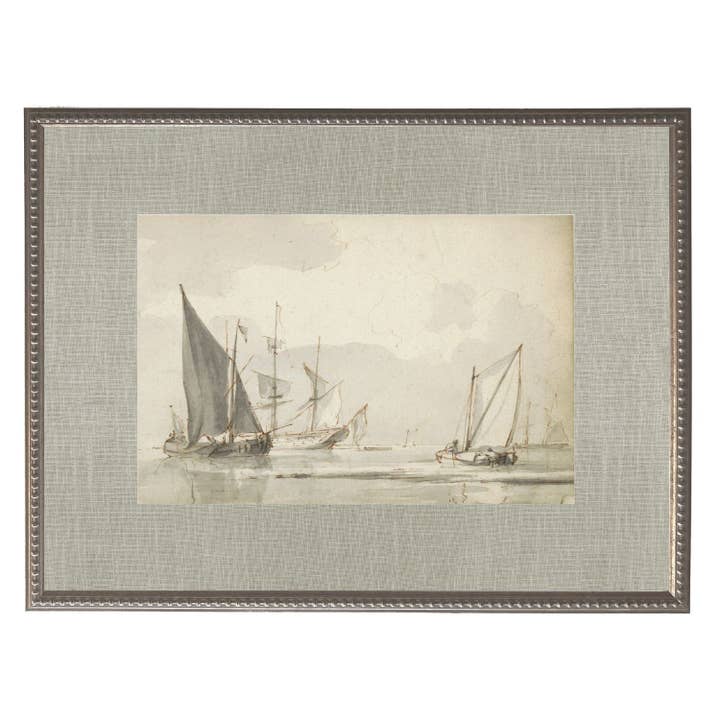 Voilier vintage en aquarelle B encadré pour la vente par Antique Curiosities Inc