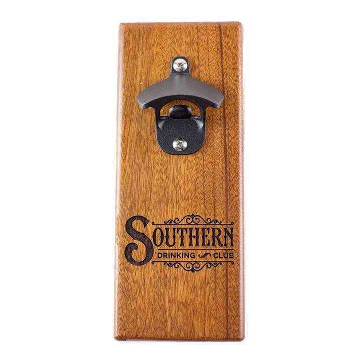 Cap n Catch Magnetic Bottle Opener - Custom Design - Mahogany for wholesale by Southern Drinking Club