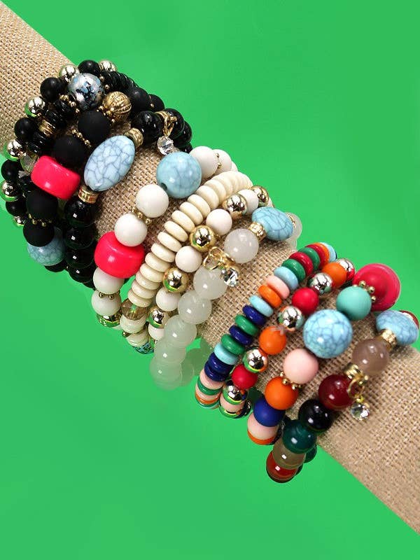 JOGO PULSEIRA EM ESFERAS MULTI PEDRA | 40B102 por atacado de JOSSLYN by wall to wall