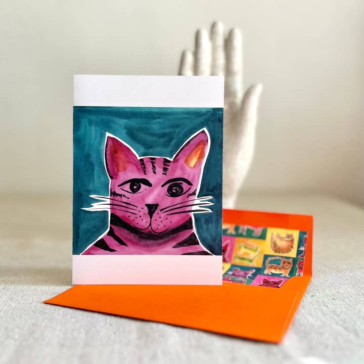 Biglietto A6 Vuoto con Fodera Personalizzata per Busta • Gattino Viola per la vendita all'ingrosso da parte di Renée Stramel