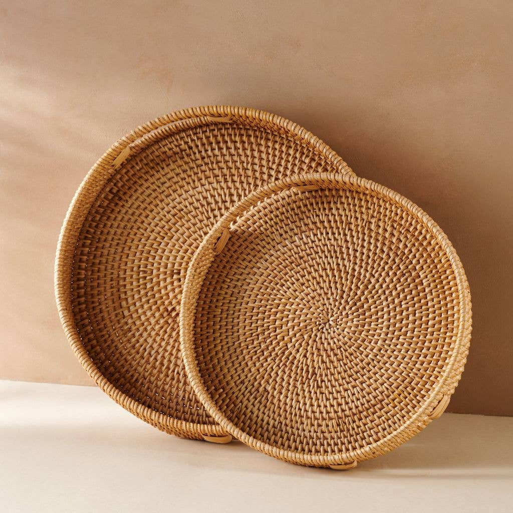 Jungle Culture - Wholesale Decorative Tray - Rattan Trays - Round Hand Woven Wicker Serving Tray Decor0