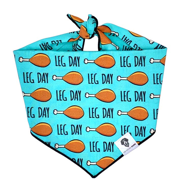 Leg Day Tie-On Dog Bandana for wholesale by The Social Dawg