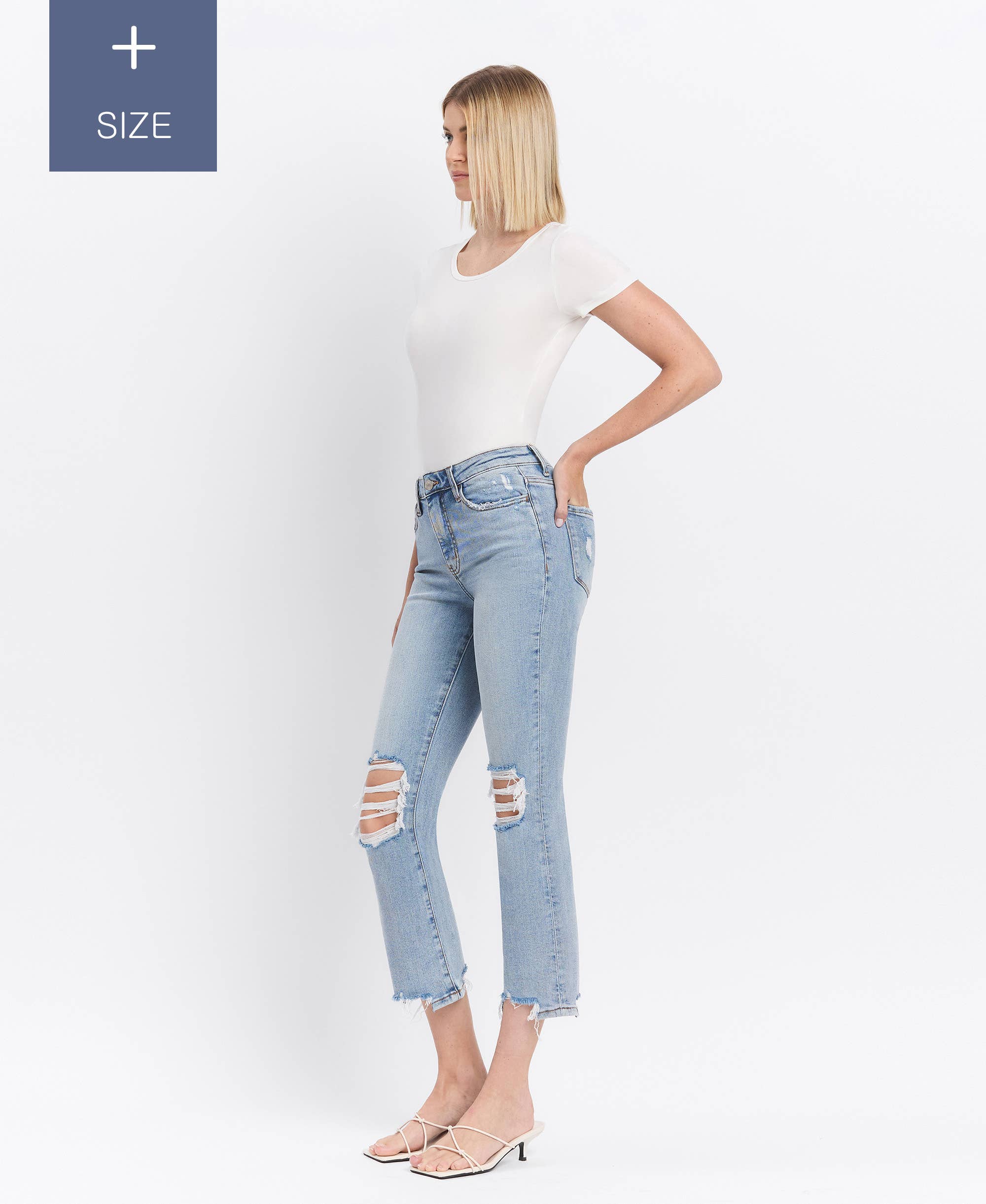 Miracles PLUS SIZE HIGH RISE KICK FLARE JEANS LV1081-P for wholesale on Faire9