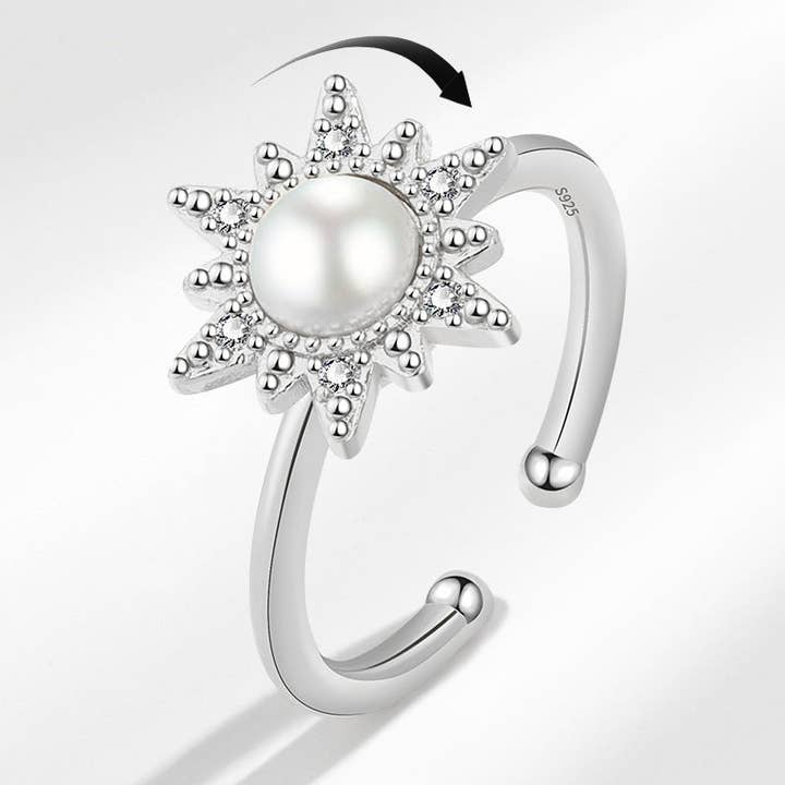 Anel Sun Ansiedade Fidget Spinner Pérola em Cobre Sólido por atacado de Perimade & Co. LLC