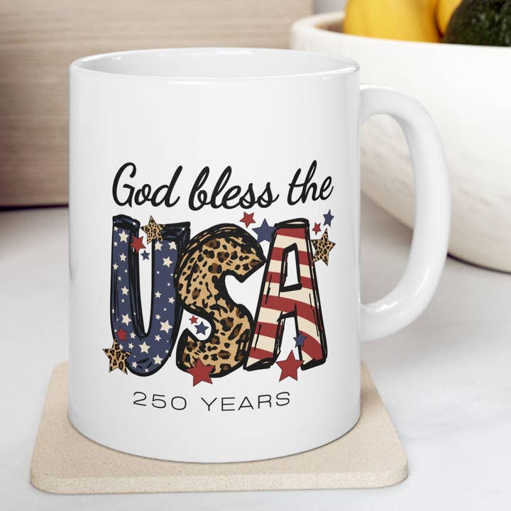 Caneca Deus Abençoe os EUA, Copo Centenário da Bandeira Americana Patriótica por atacado de Tevatino